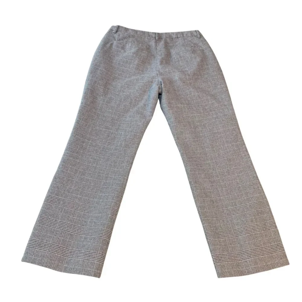 LL Bean Womens Plaid Gray Classic Fit Preppy Trouser Office Pants 10P Career